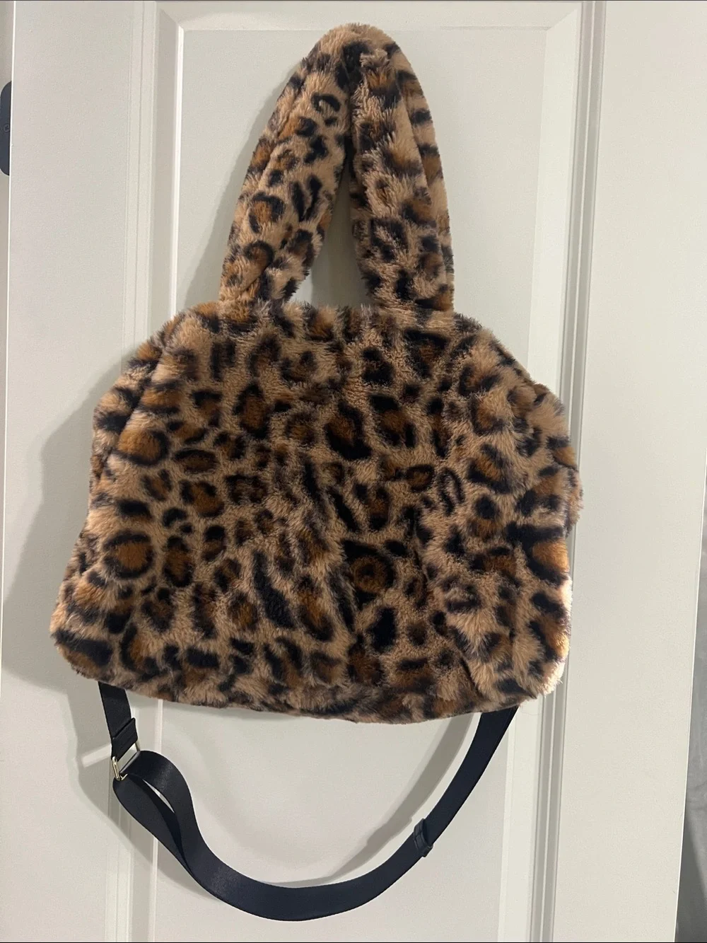 DKNY Leopard Print Faux Fur Shoulder Bag - Brown & Black - Picture 3 of 6